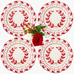 Elizabeth Red Garland Starter Plates (Set of 4)