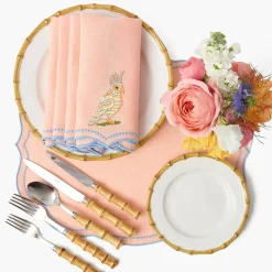 Eloise Coral & Blue Placemats & Parrot Napkins (Set of 4)