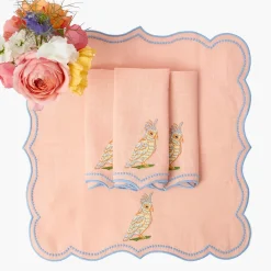 Eloise Coral & Blue Placemats & Parrot Napkins (Set of 4)