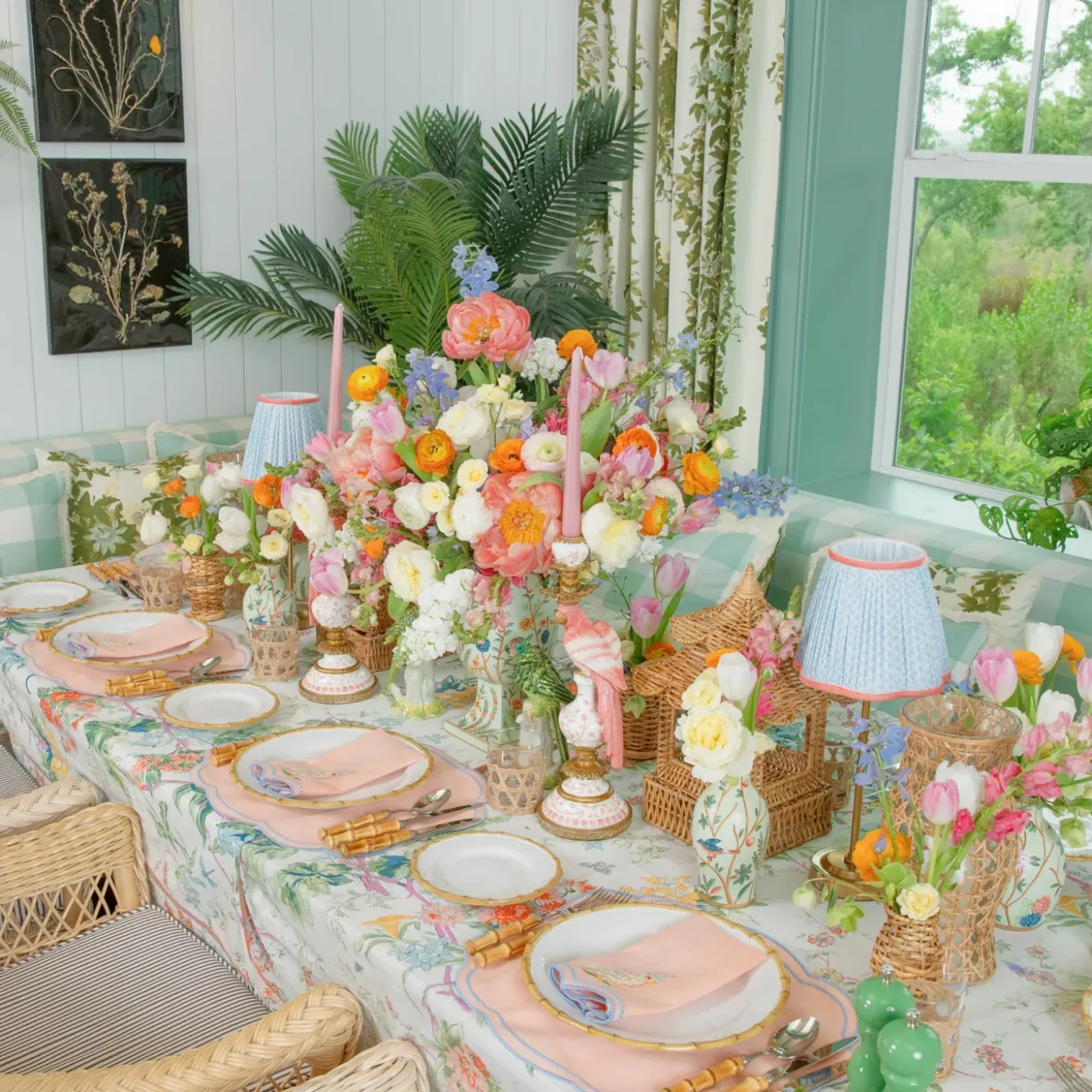 Eloise Coral & Blue Placemats (Set of 4)