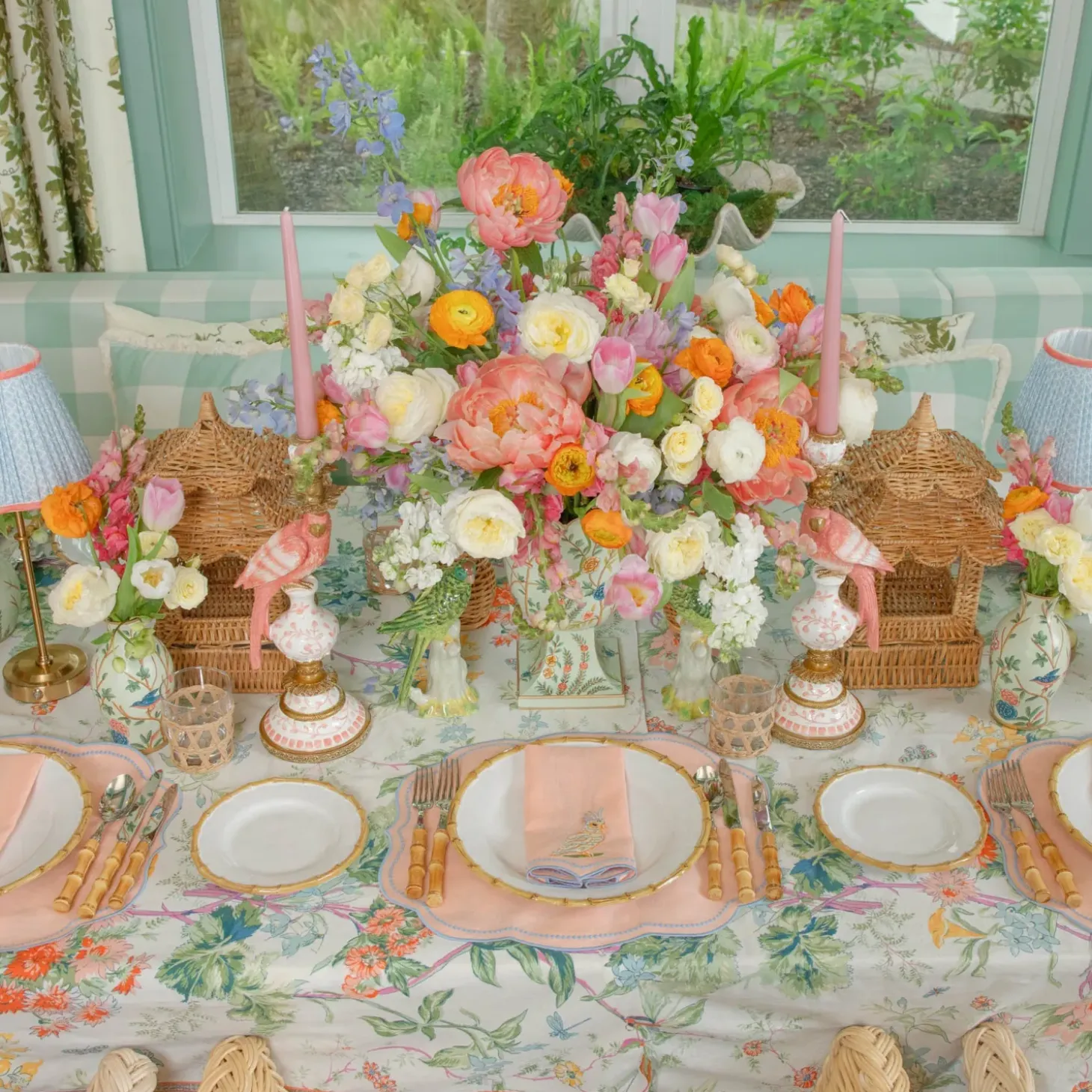 Eloise Coral & Blue Placemats (Set of 4)