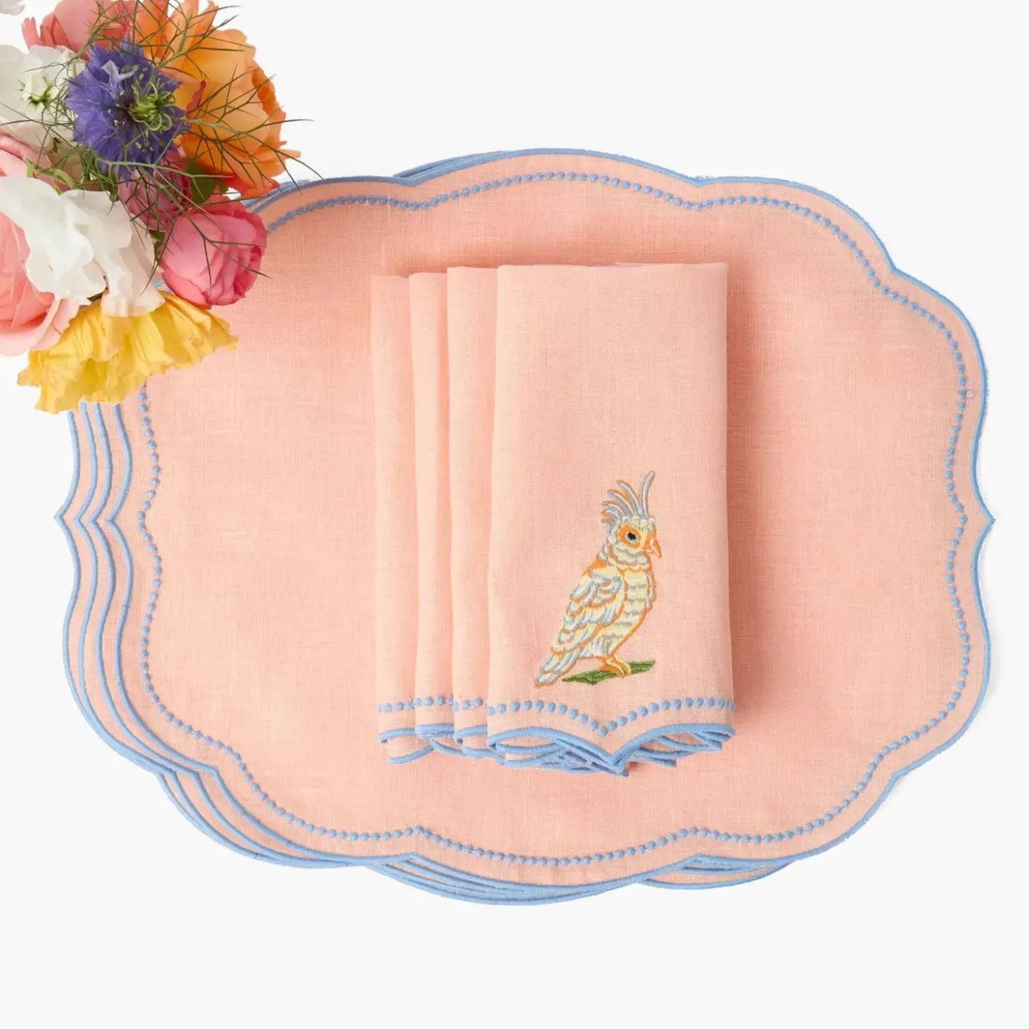 Eloise Coral & Blue Placemats (Set of 4)
