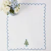 Embroidered Christmas Tree Linen Hand Towel