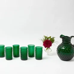 Emerald Green Hobnail Glasses & Jug Set