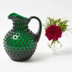 Emerald Green Hobnail Glasses & Jug Set