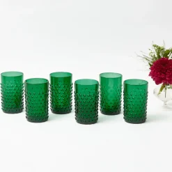 Emerald Green Hobnail Glasses & Jug Set