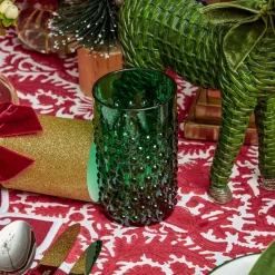 Emerald Green Hobnail Glasses (Set of 6)