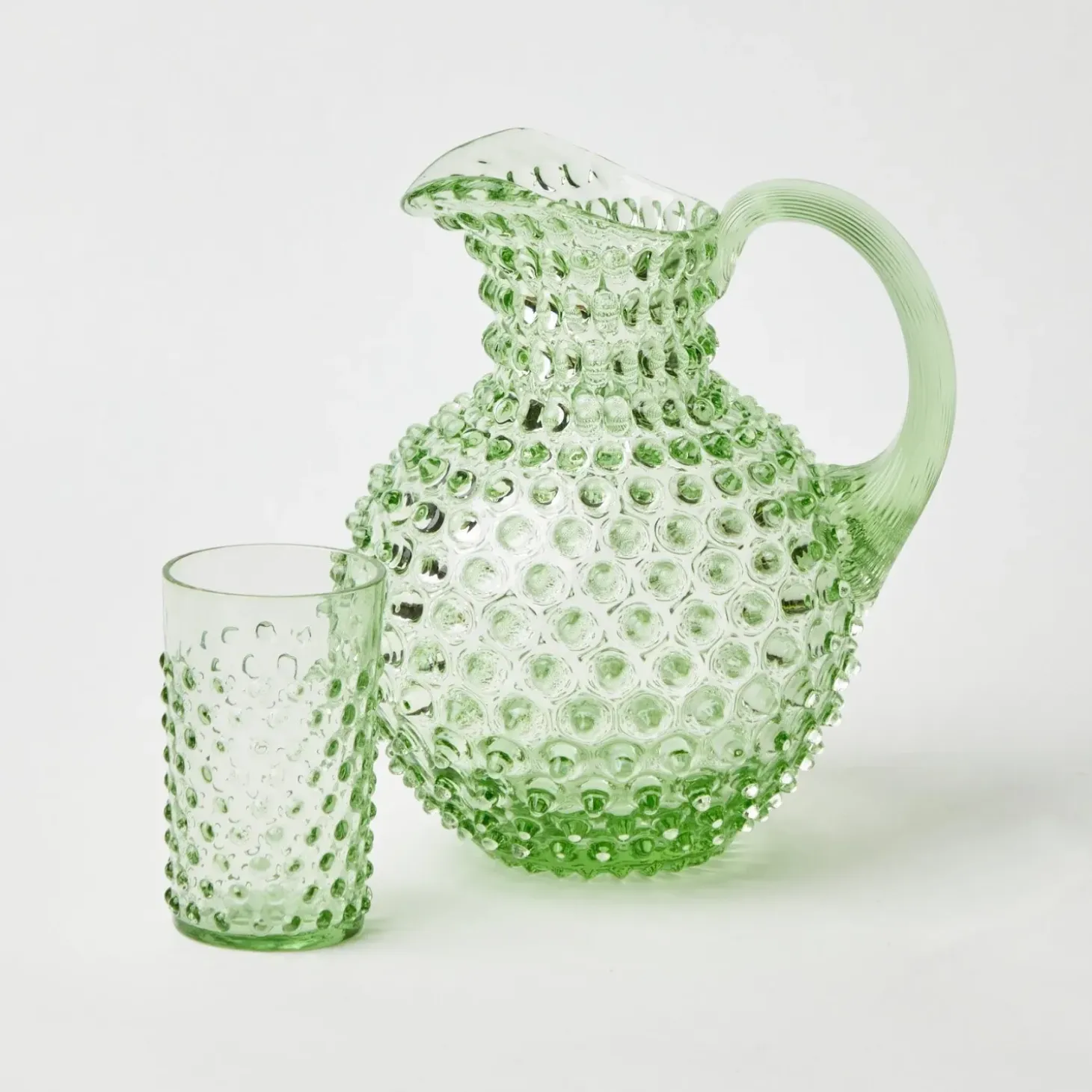Emerald Hobnail Glasses & Jug Set