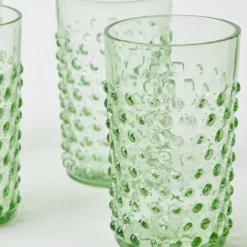 Emerald Hobnail Glasses (Set of 6)