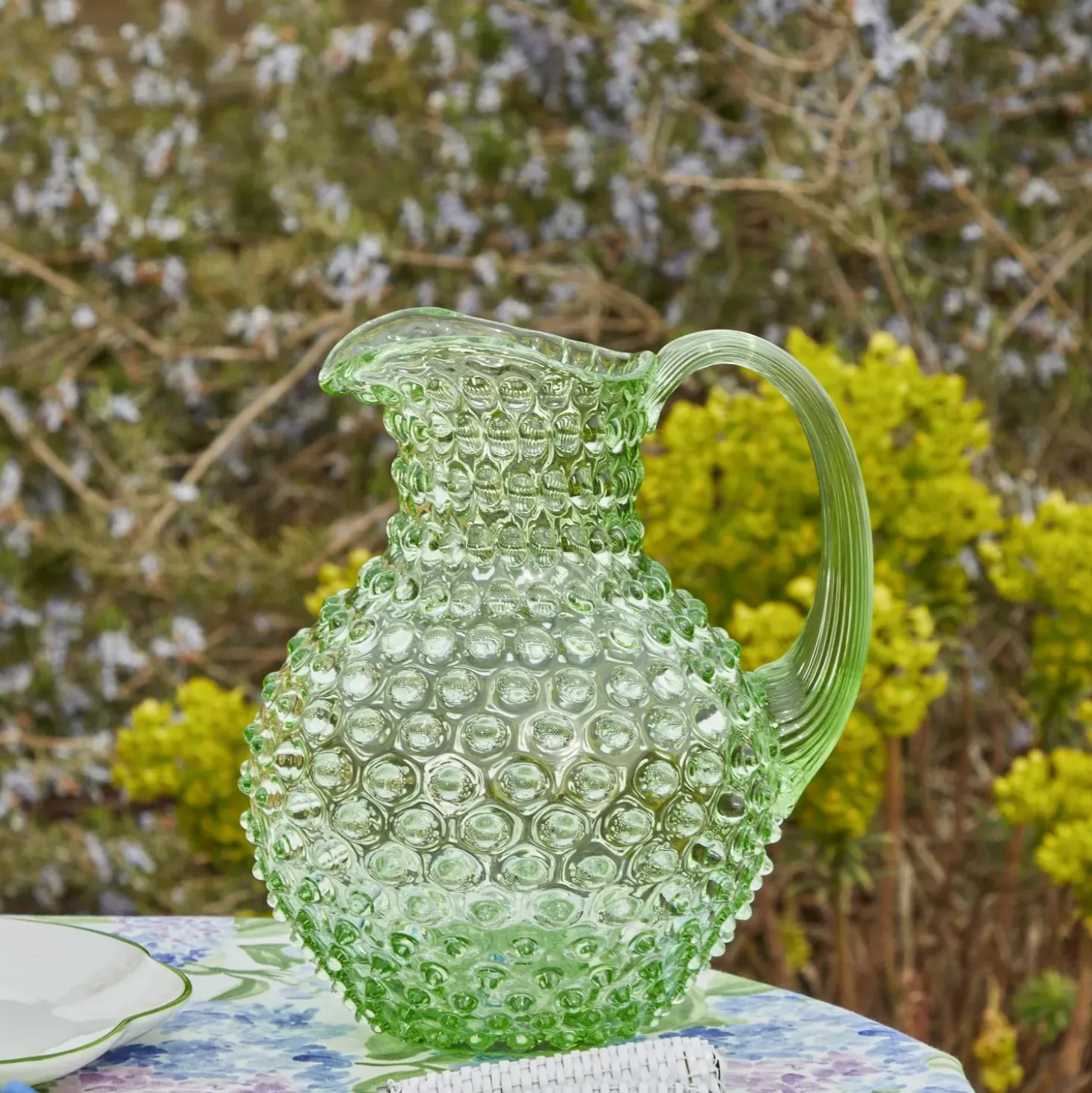 Emerald Hobnail Jug