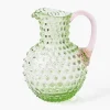 Emerald Hobnail Jug & Rose Handle