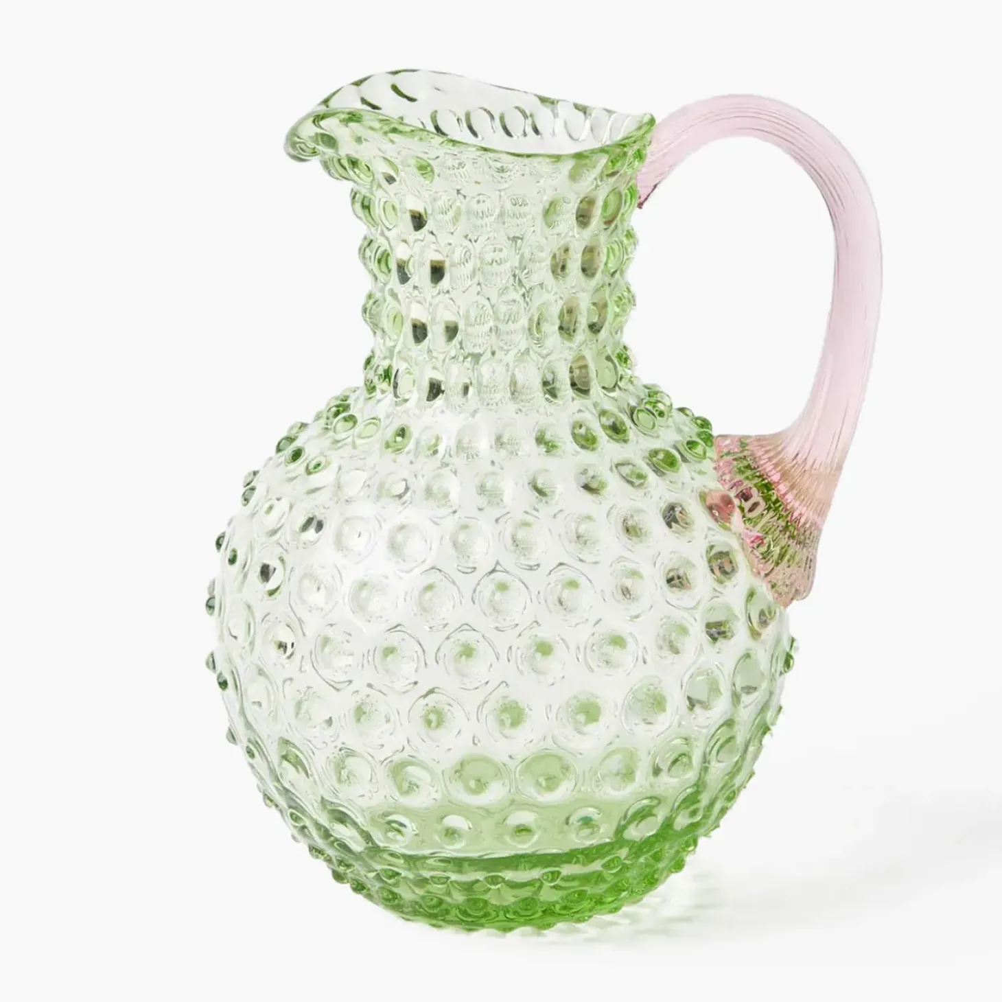 Emerald Hobnail Jug & Rose Handle