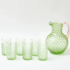Emerald Hobnail Jug & Rose Handle