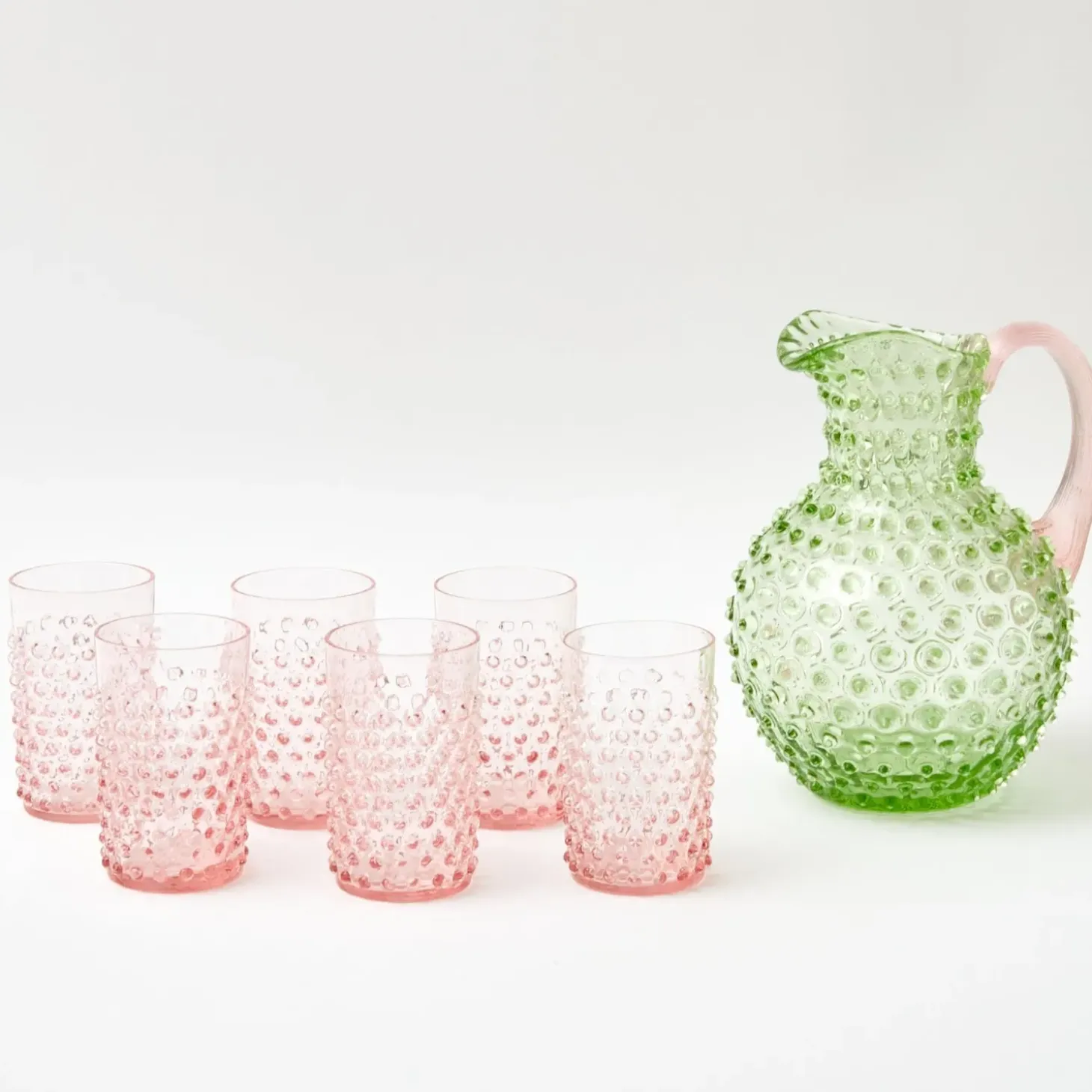 Emerald Hobnail Jug & Rose Handle