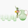Emerald Hobnail Jug with Rose Handle & Glasses (set of 6)