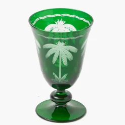 Emerald Palm Tree Glassware (Set of 8)