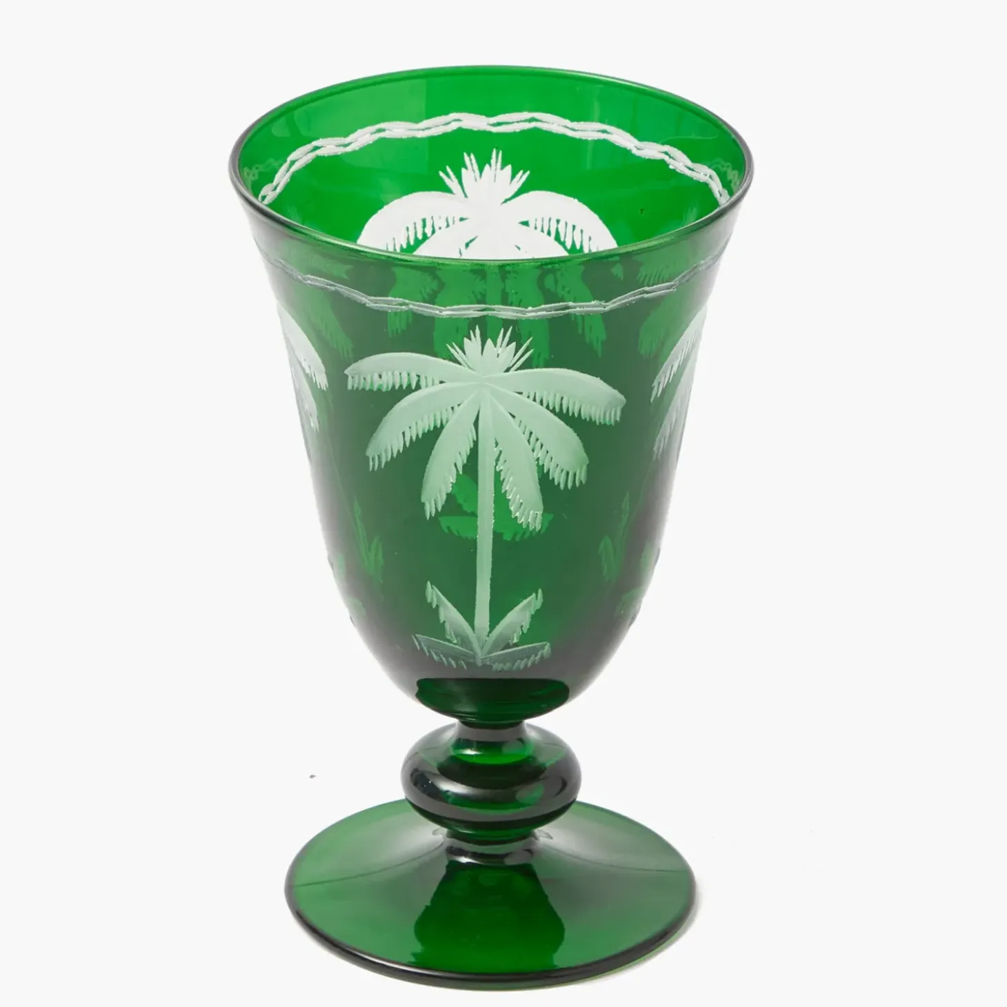 Emerald Palm Tree Glassware (Set of 8)