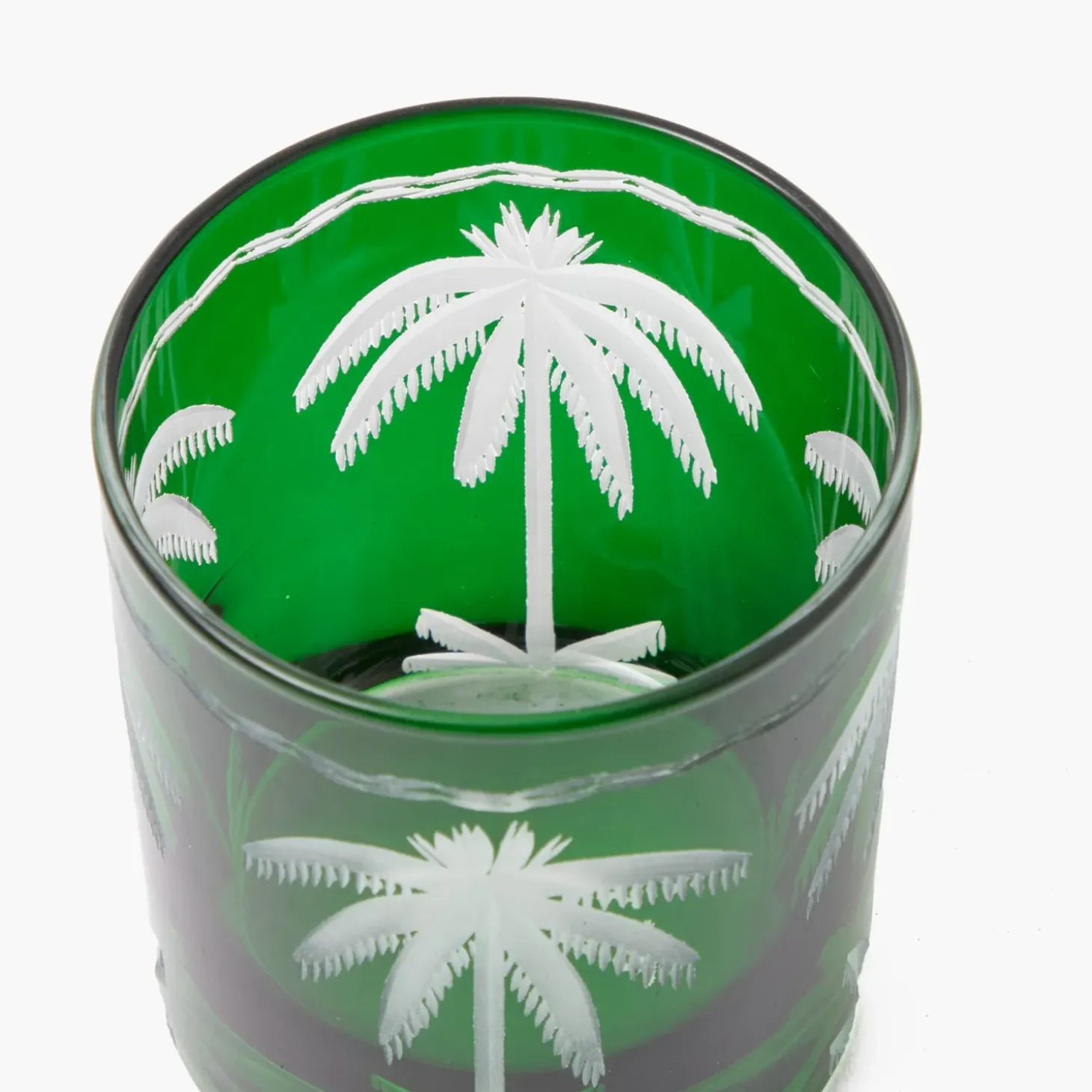 Emerald Palm Tree Glassware (Set of 8)