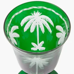 Emerald Palm Tree Wine Glasses (Set of 4)