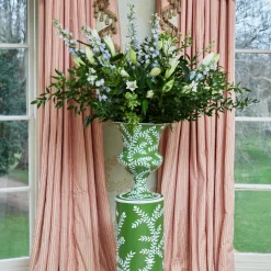 Emmeline Green Floral Urn & Pedestal