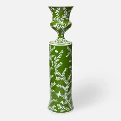 Emmeline Green Floral Urn & Pedestal