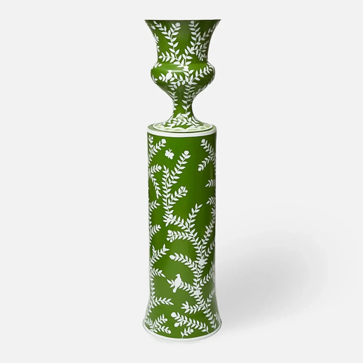 Emmeline Green Floral Urn & Pedestal