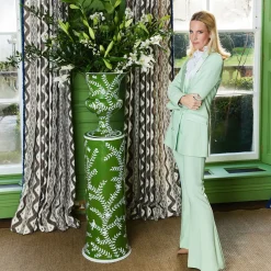Emmeline Green Floral Urn & Pedestal