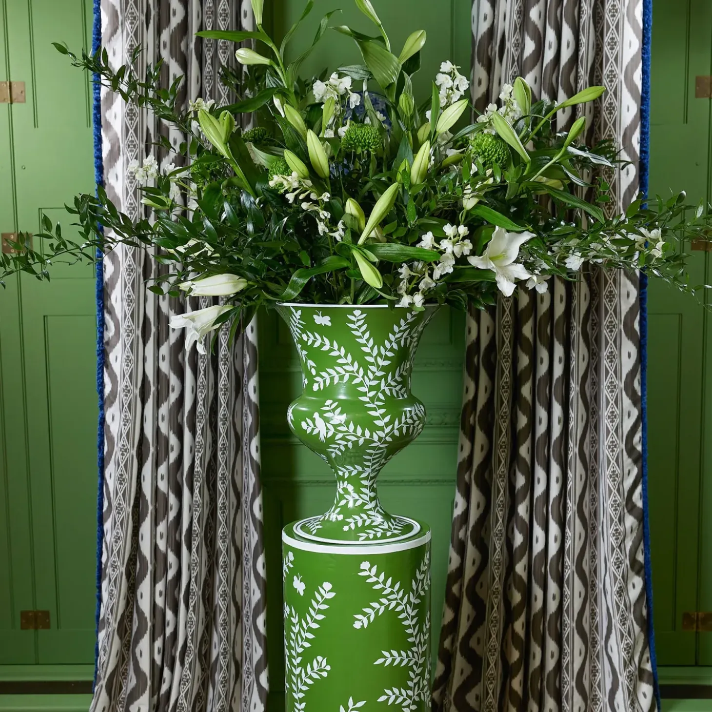 Emmeline Green Floral Urn