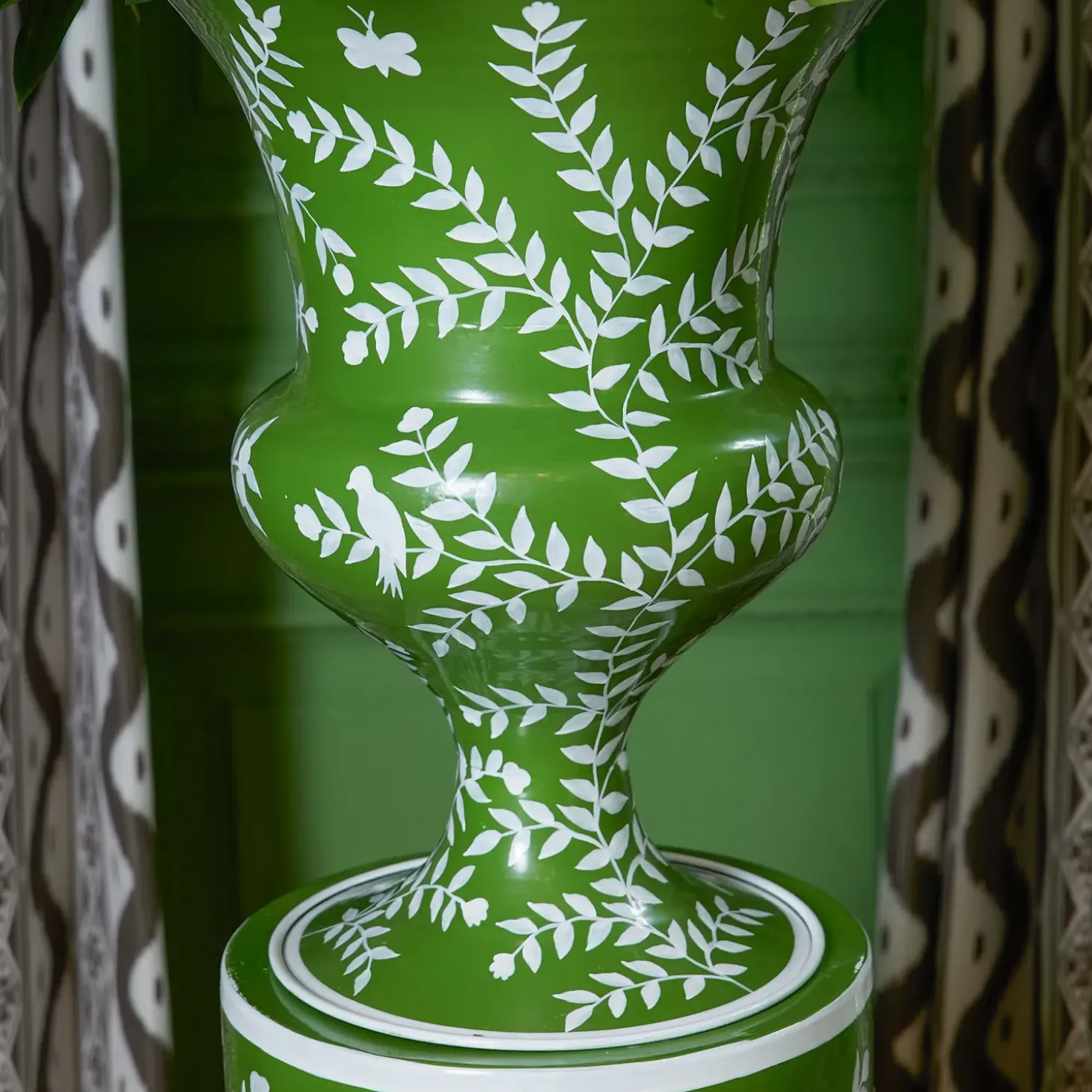 Emmeline Green Floral Urn