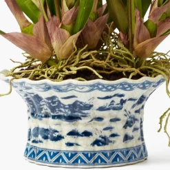 Faux Dancing Lady Orchid in Chinoiserie Planter