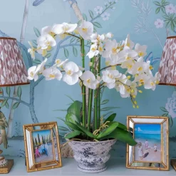 Faux Orchid in Chinoiserie Planter