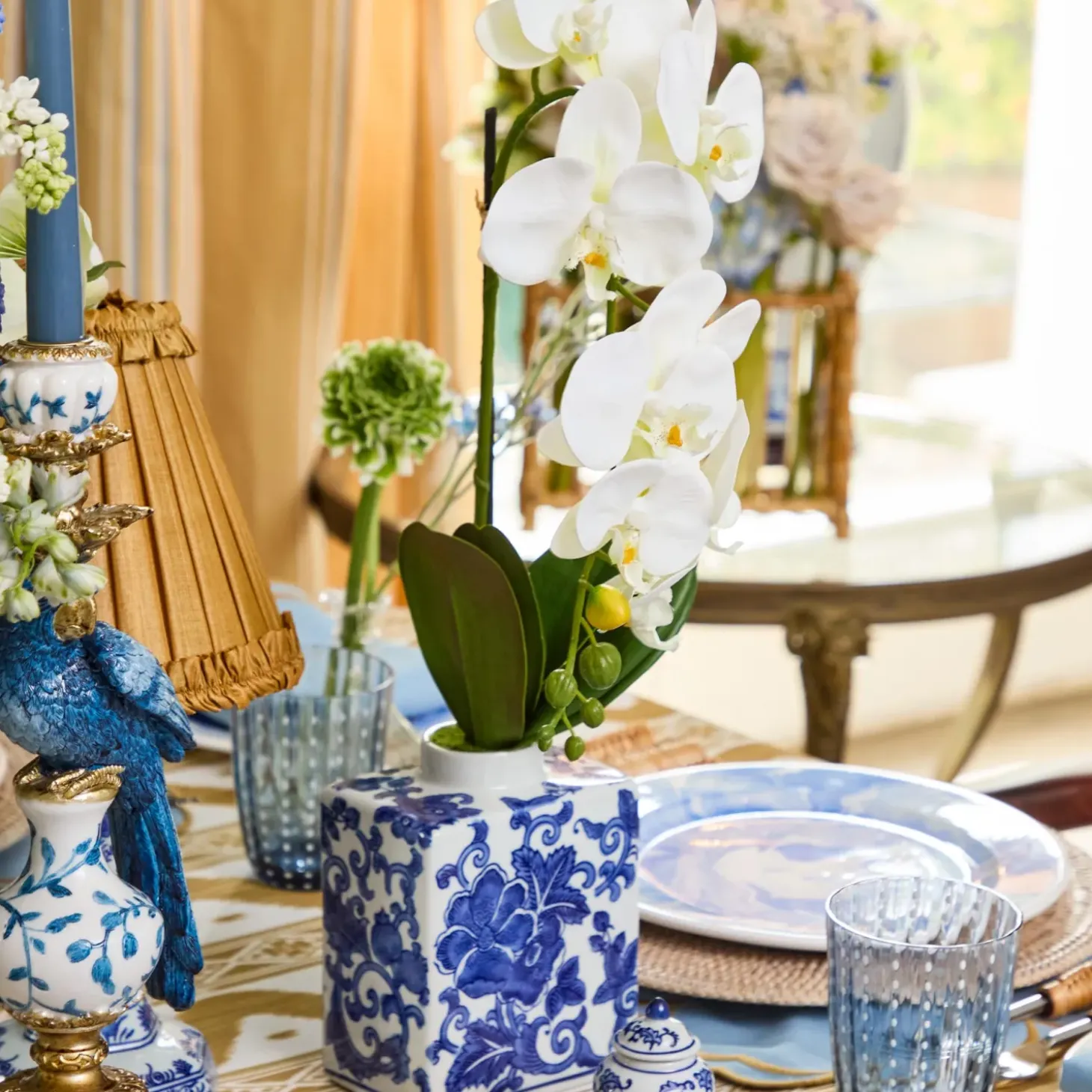 Faux Orchid in Chinoiserie Vase