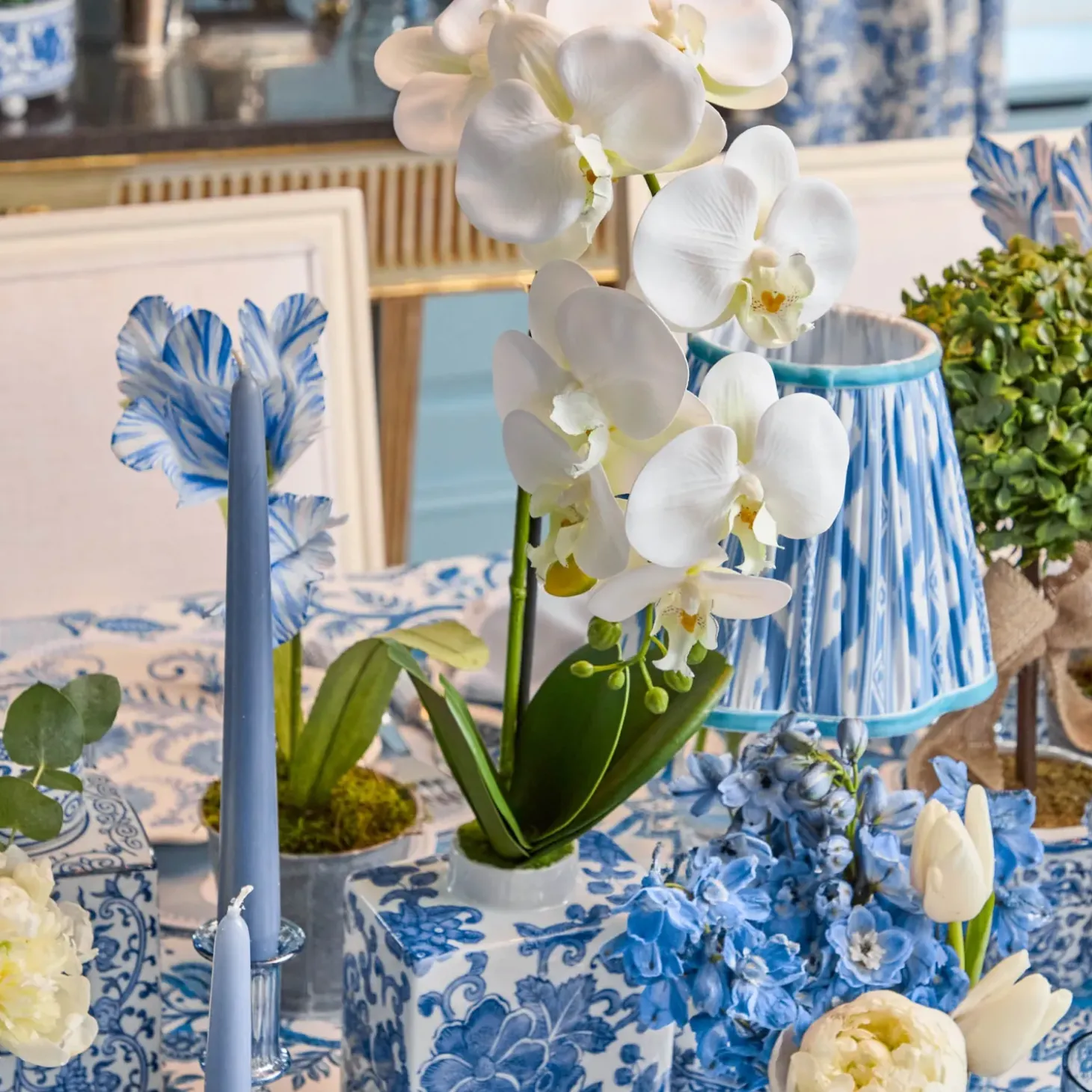 Faux Orchid in Chinoiserie Vase