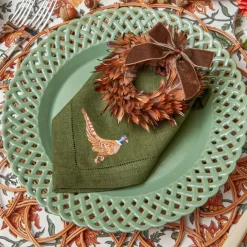 Feather Wreath with Chocolate Velvet Bows (Set of 4)