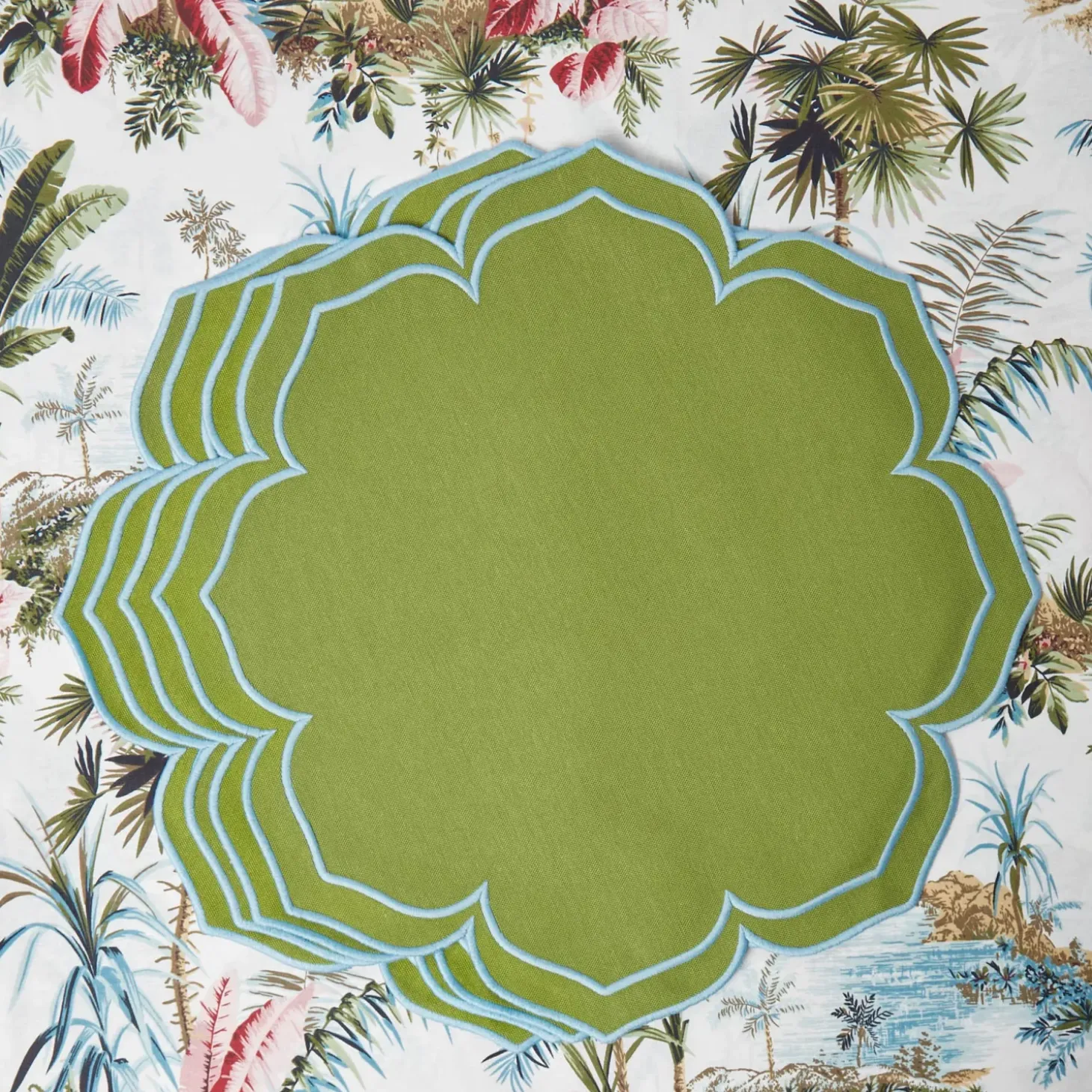Fleur Green Placemats (Set of 4)