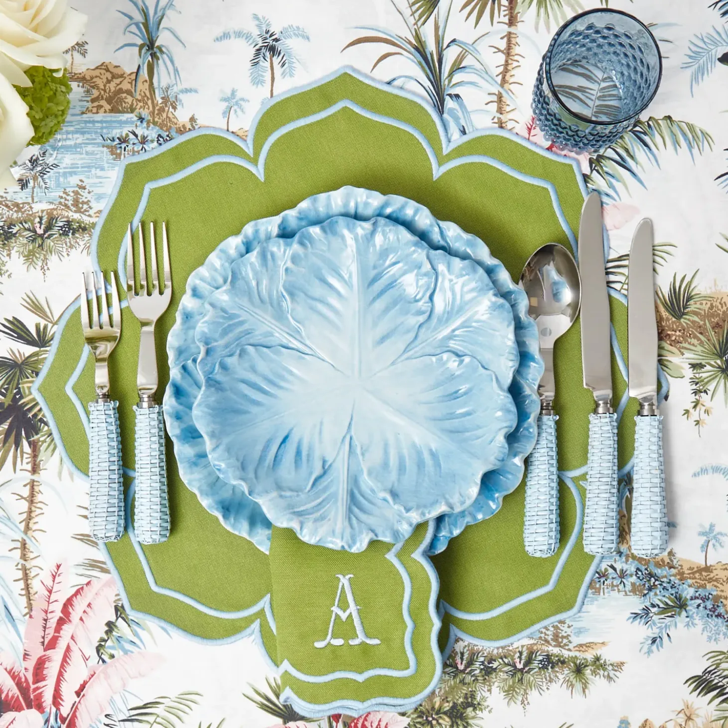 Fleur Green Placemats (Set of 4)