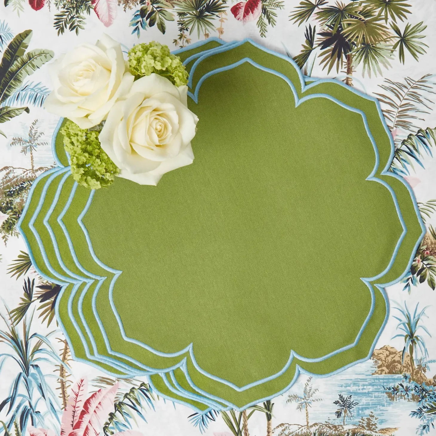 Fleur Green Placemats (Set of 4)