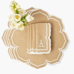 Fleur Sand Placemats & Napkins (Set of 4)