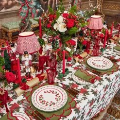 Flocked Burgundy Reindeer Family