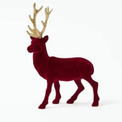 Flocked Burgundy Reindeer (Pair)