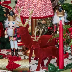 Flocked Burgundy Reindeer (Pair)