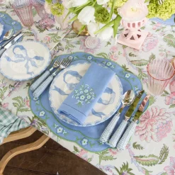 Floral Periwinkle Linen Placemats (Set of 4)