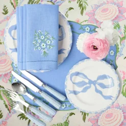 Floral Periwinkle Linen Placemats (Set of 4)