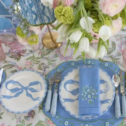 Floral Periwinkle Linen Placemats (Set of 4)