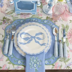 Floral Periwinkle Linen Placemats (Set of 4)