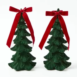 Forest Green Flocked Fir Tree (Pair)
