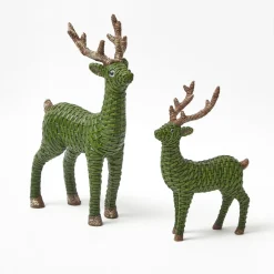 Forest Green Rattan Reindeer Family