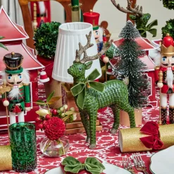 Forest Green Rattan Reindeer Family
