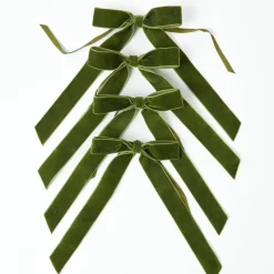Forest Green Velvet Bow (Set of 4) - 20cm