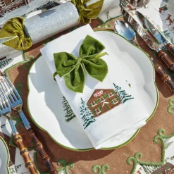 Forest Green Velvet Napkin Bows (Set of 4)